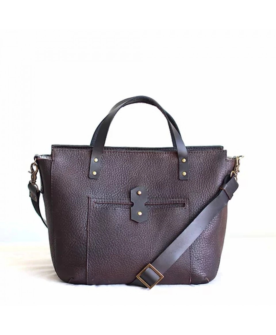 Tiberis M. Rustic brown crossbody leather tote