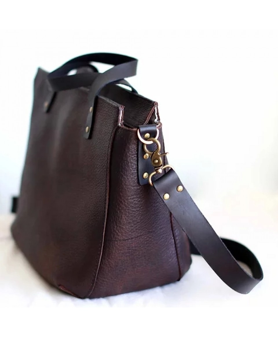 Tiberis M. Rustic brown crossbody leather tote